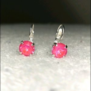 RESERVED 8 mm lotus pink Swarovski earrings